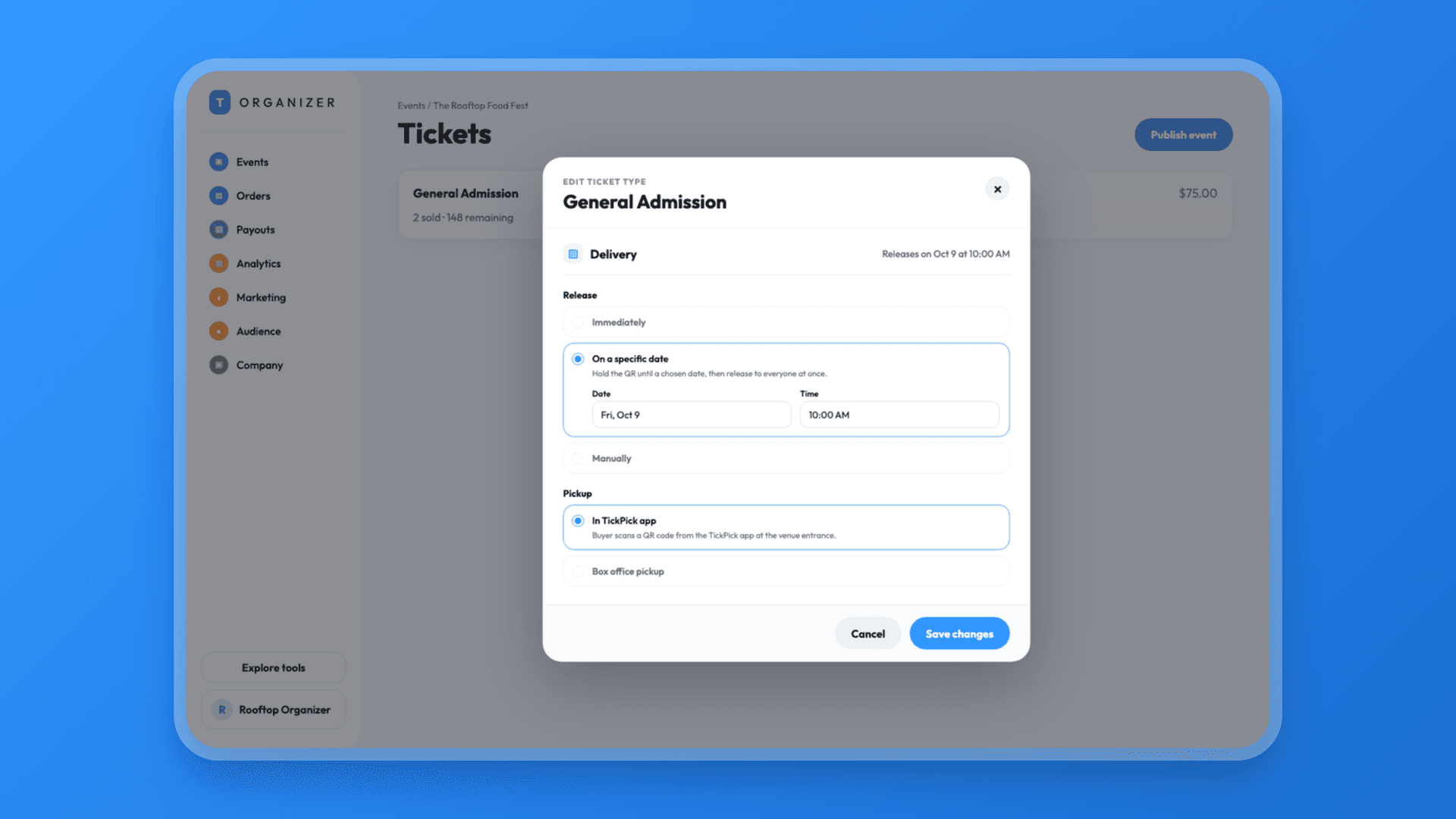 Choose when attendees receive their tickets