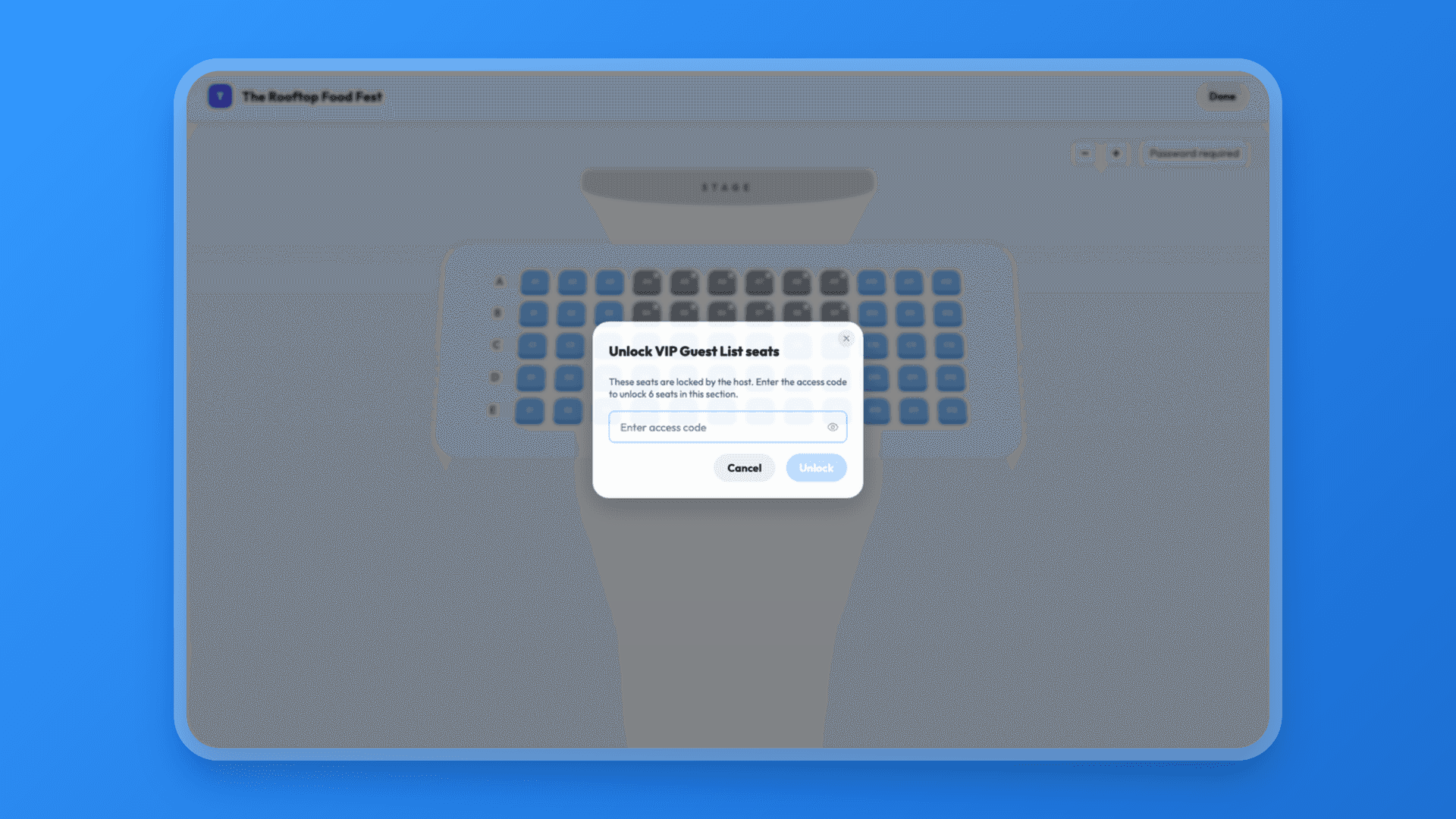 Create private ticket drops with access codes